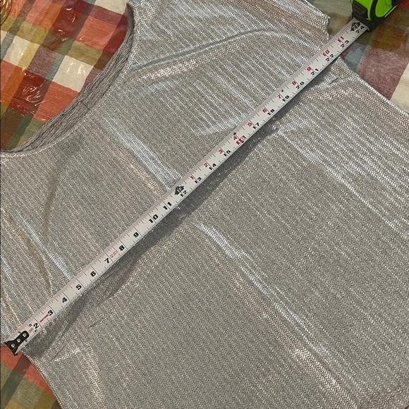 Shimmering Silver Short Sleeve Blouse 1X - Picture 8 of 9